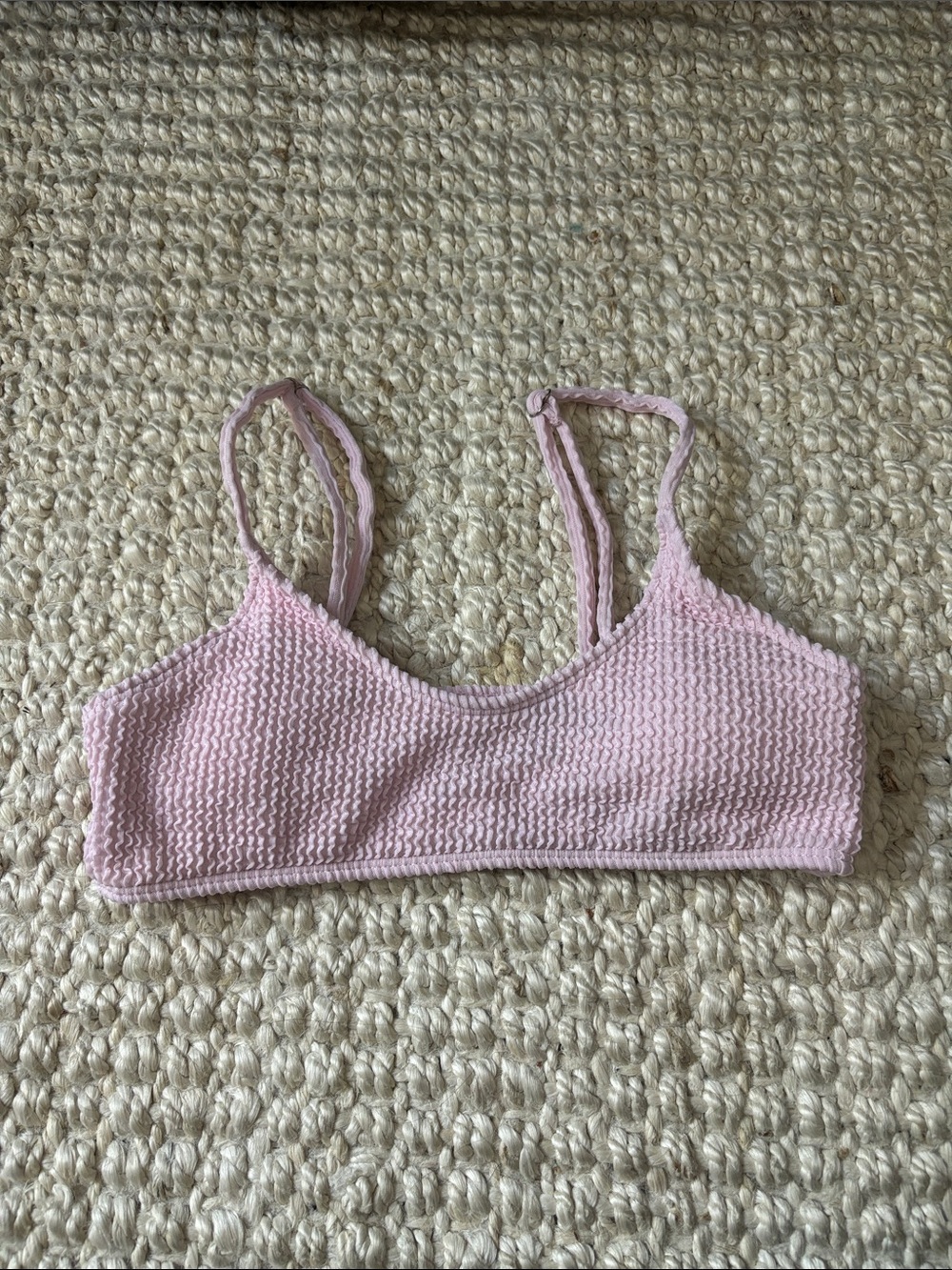 Light Pink Textured bathing suit top for tweens - SHEIN